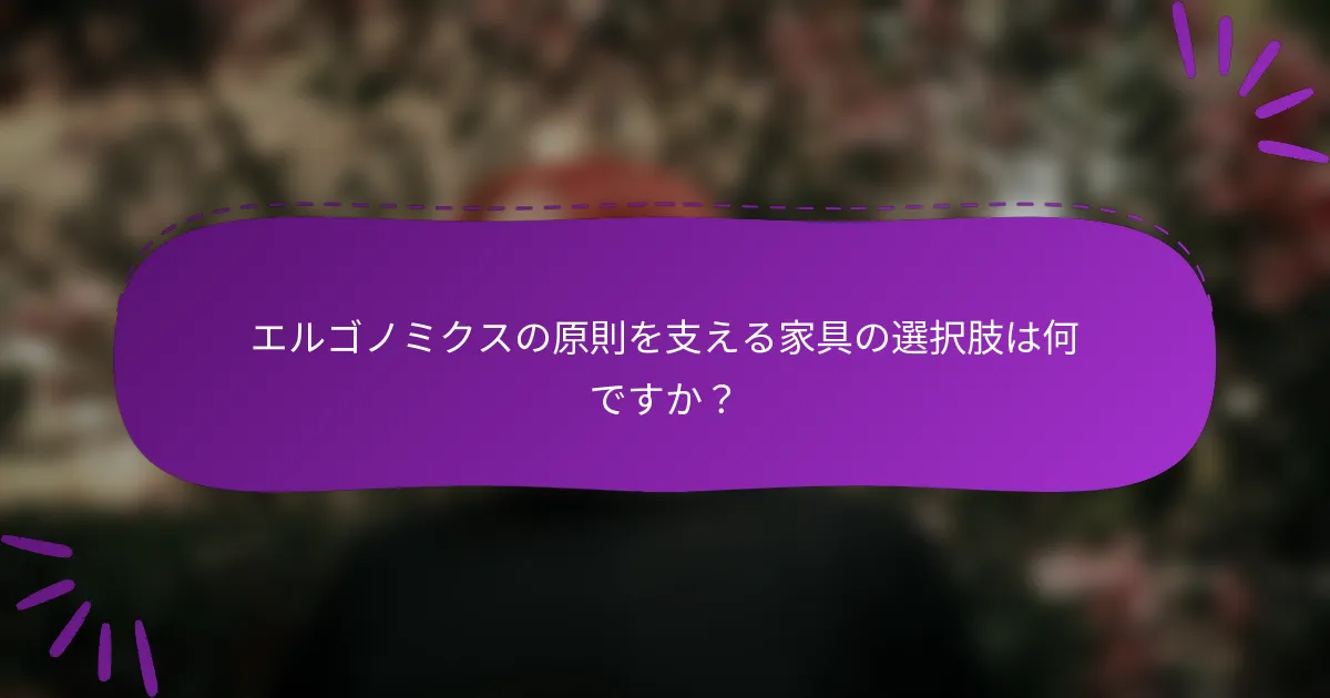 エルゴノミクスの原則を支える家具の選択肢は何ですか？