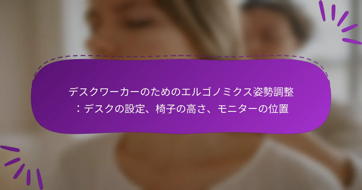 デスクワーカーのためのエルゴノミクス姿勢調整：デスクの設定、椅子の高さ、モニターの位置