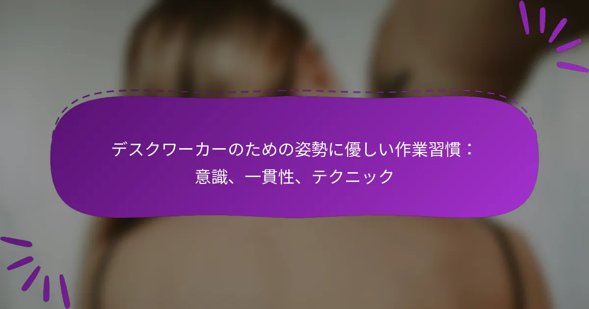 デスクワーカーのための姿勢に優しい作業習慣：意識、一貫性、テクニック