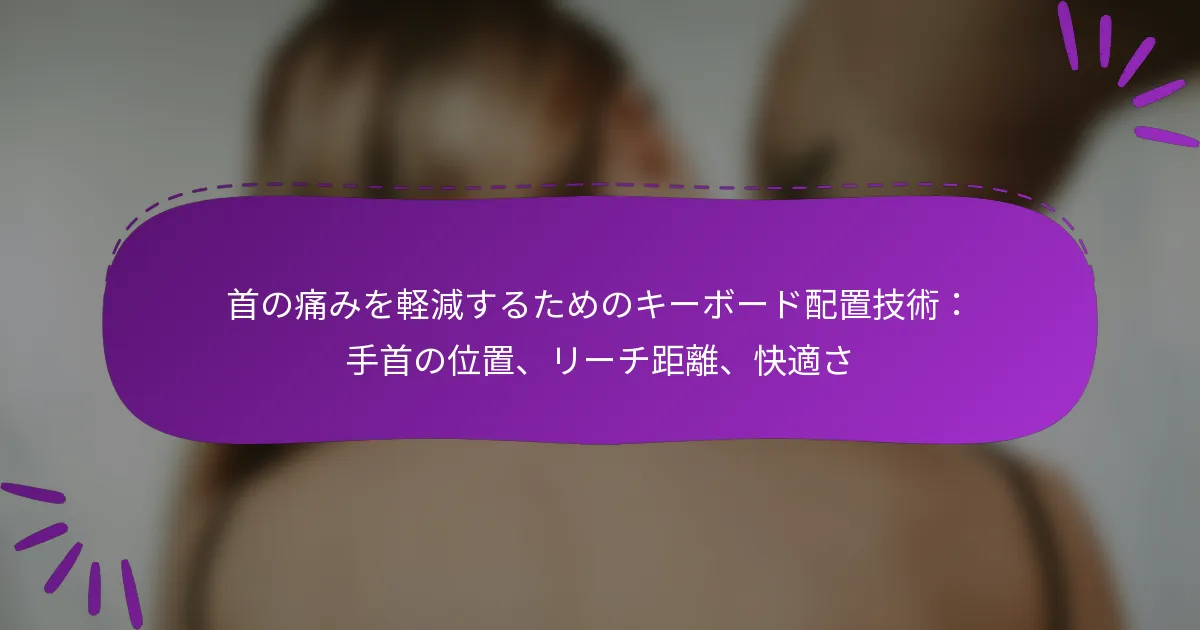 首の痛みを軽減するためのキーボード配置技術：手首の位置、リーチ距離、快適さ